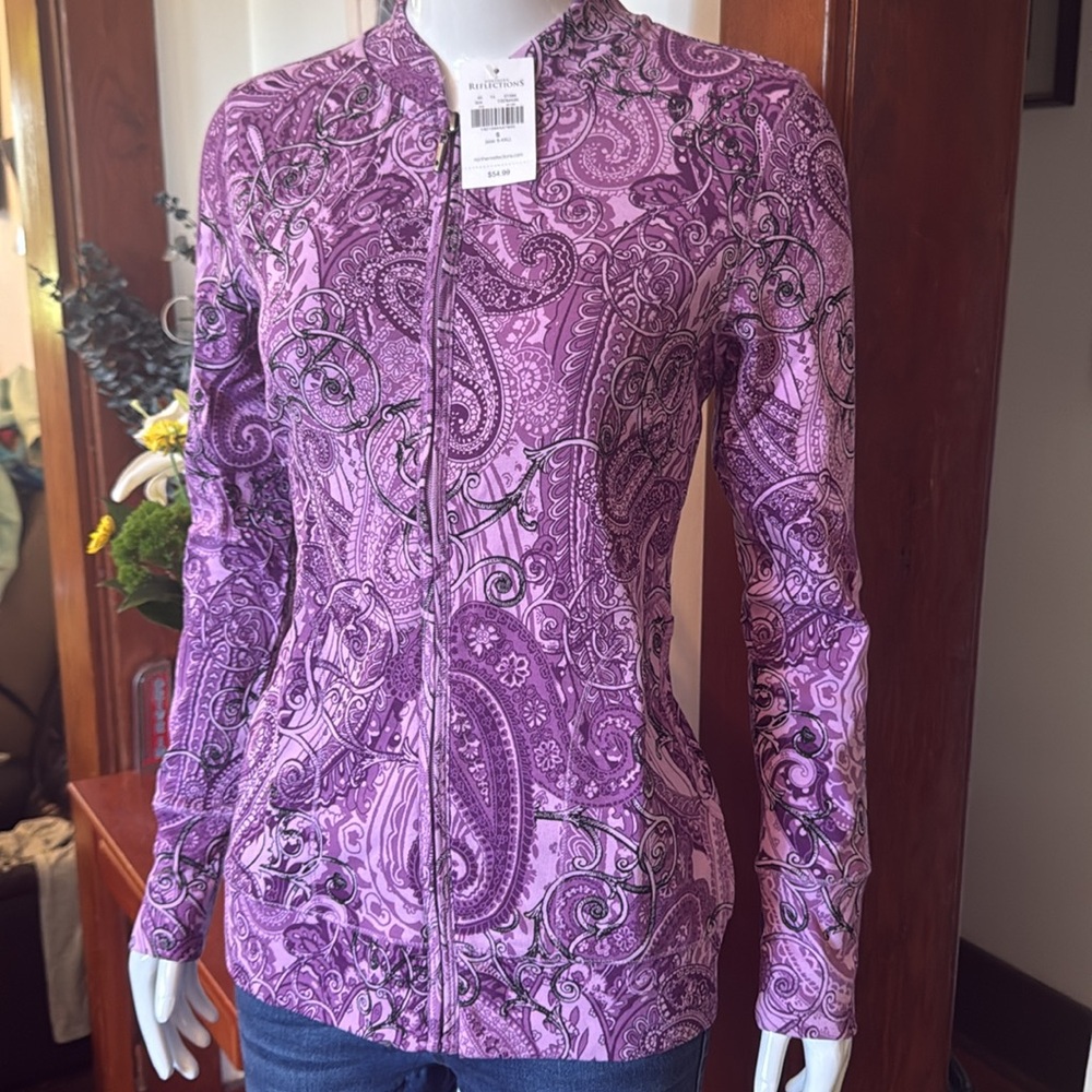 NWT northern reflections size small Purple Paisley Zip-Up Jacket